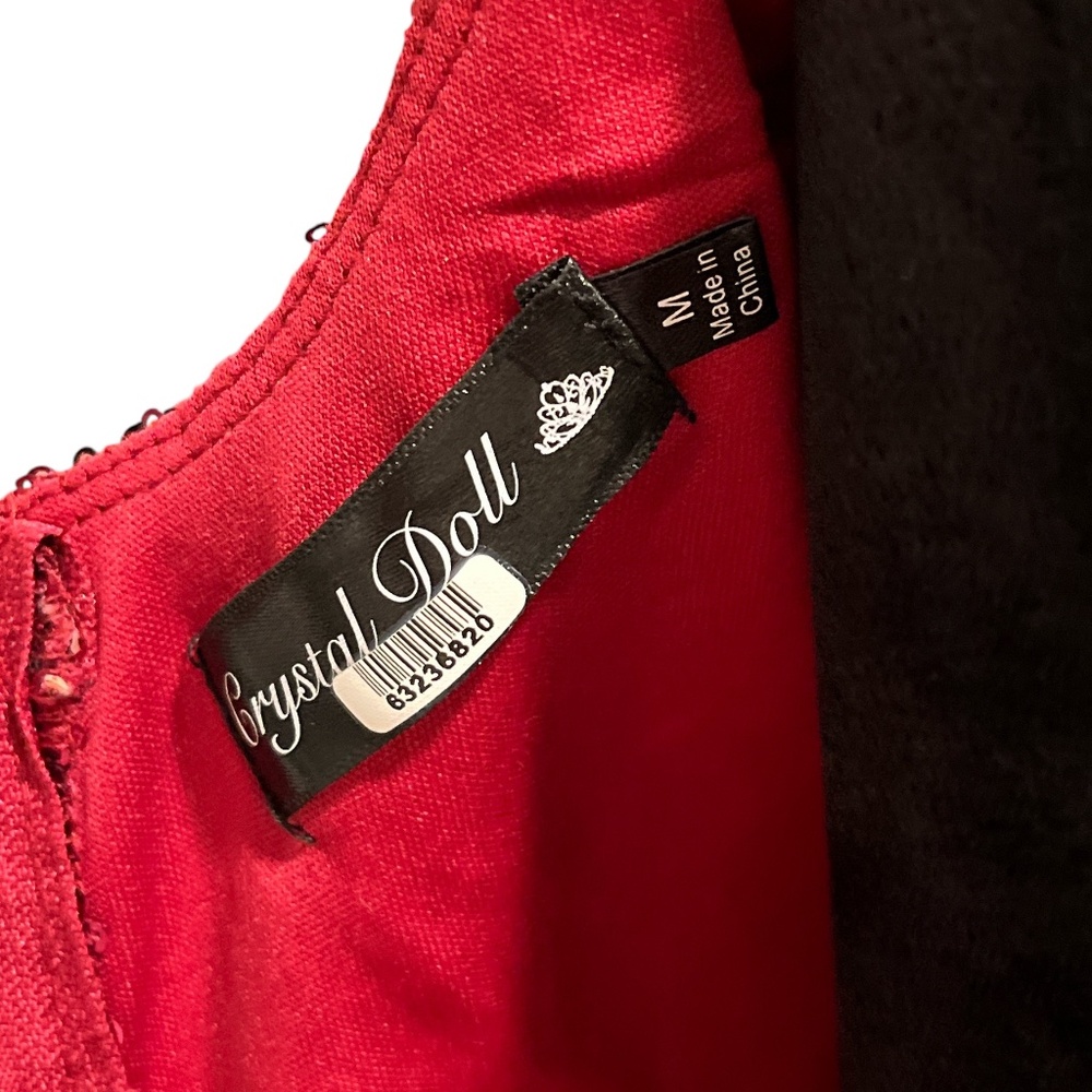 Crystal Doll Ruby Red Sequin Sleevless Mini Dress… - image 6